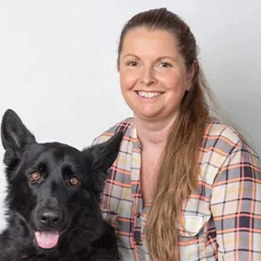 Gabby Gabby with black dog